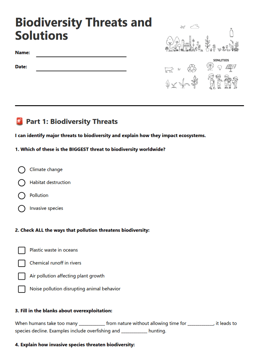 Biodiversity Threats and Solutions