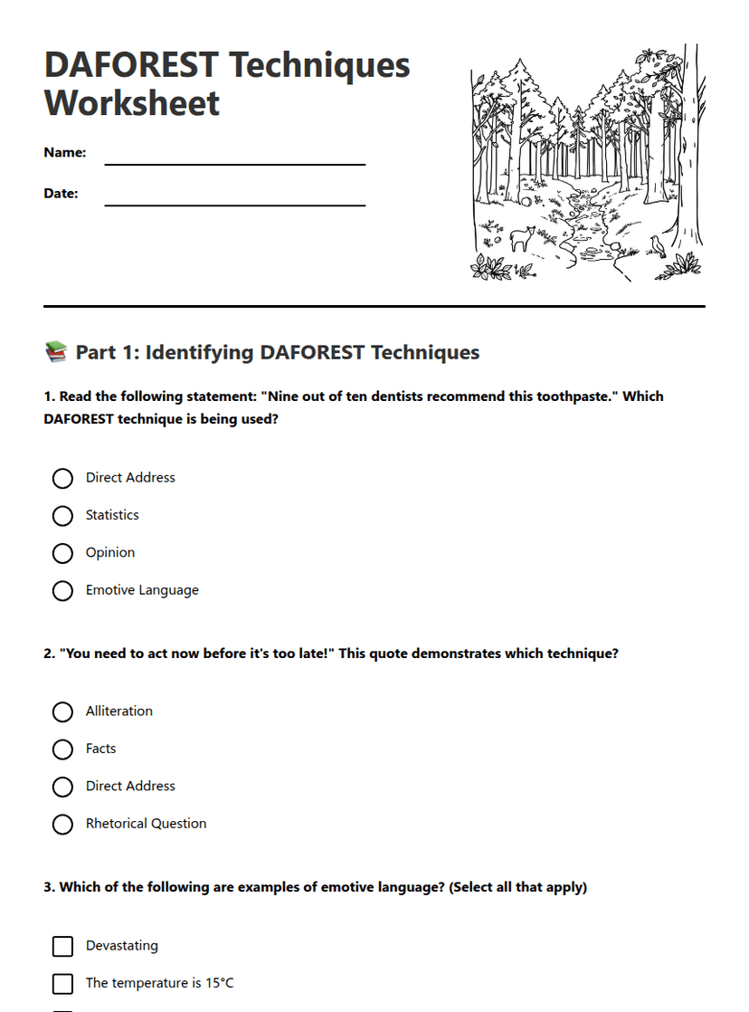 DAFOREST Techniques Worksheet