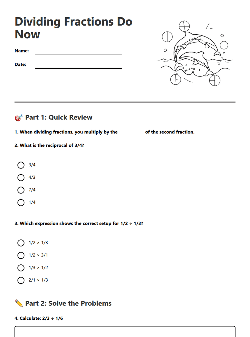 Dividing Fractions Do Now