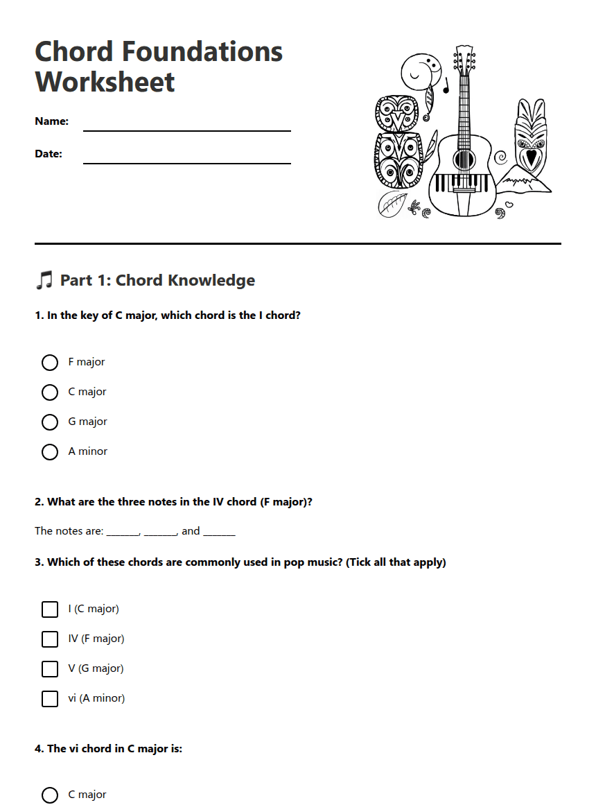 Chord Foundations Worksheet worksheet preview