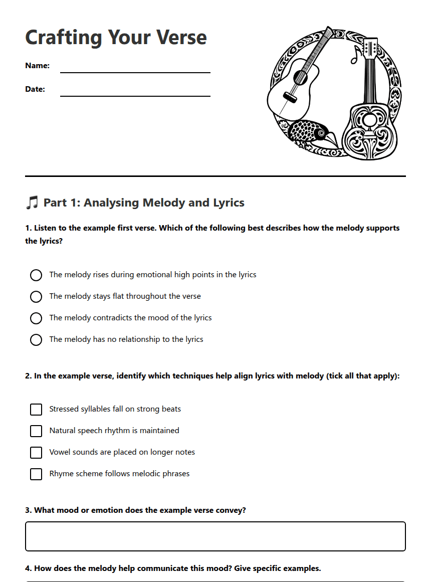 Crafting Your Verse worksheet preview