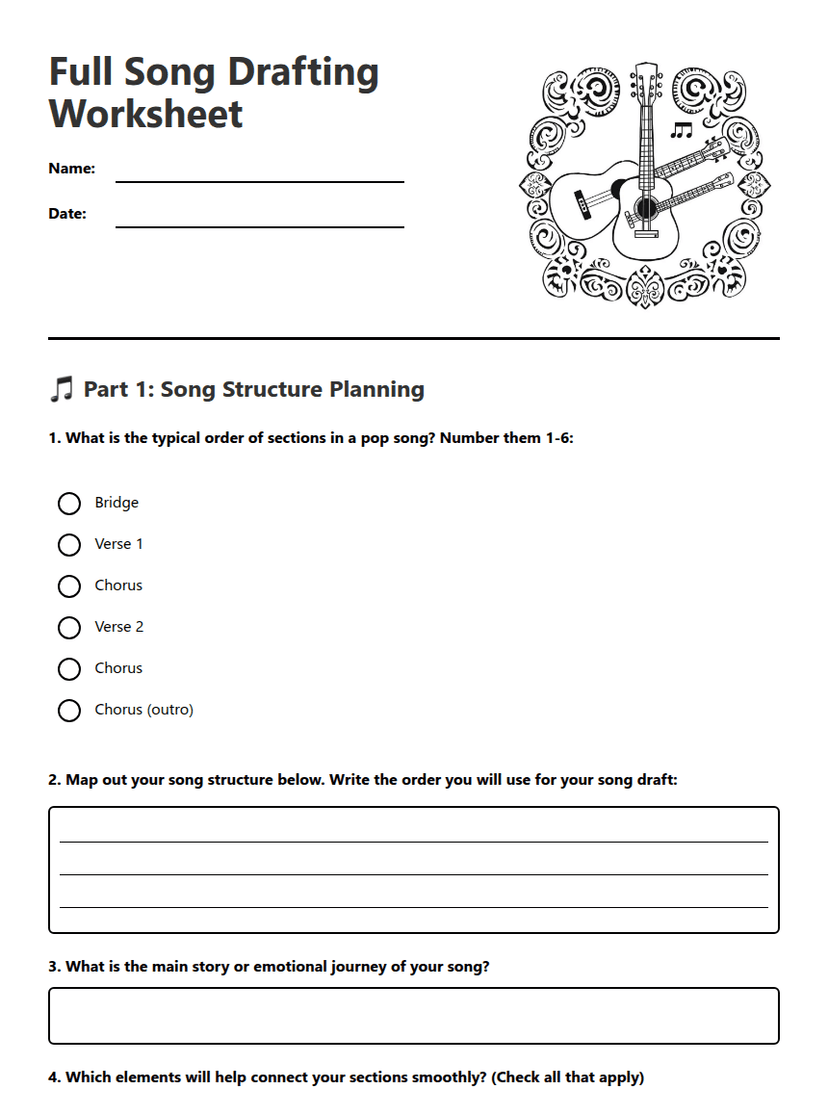 Full Song Drafting Worksheet