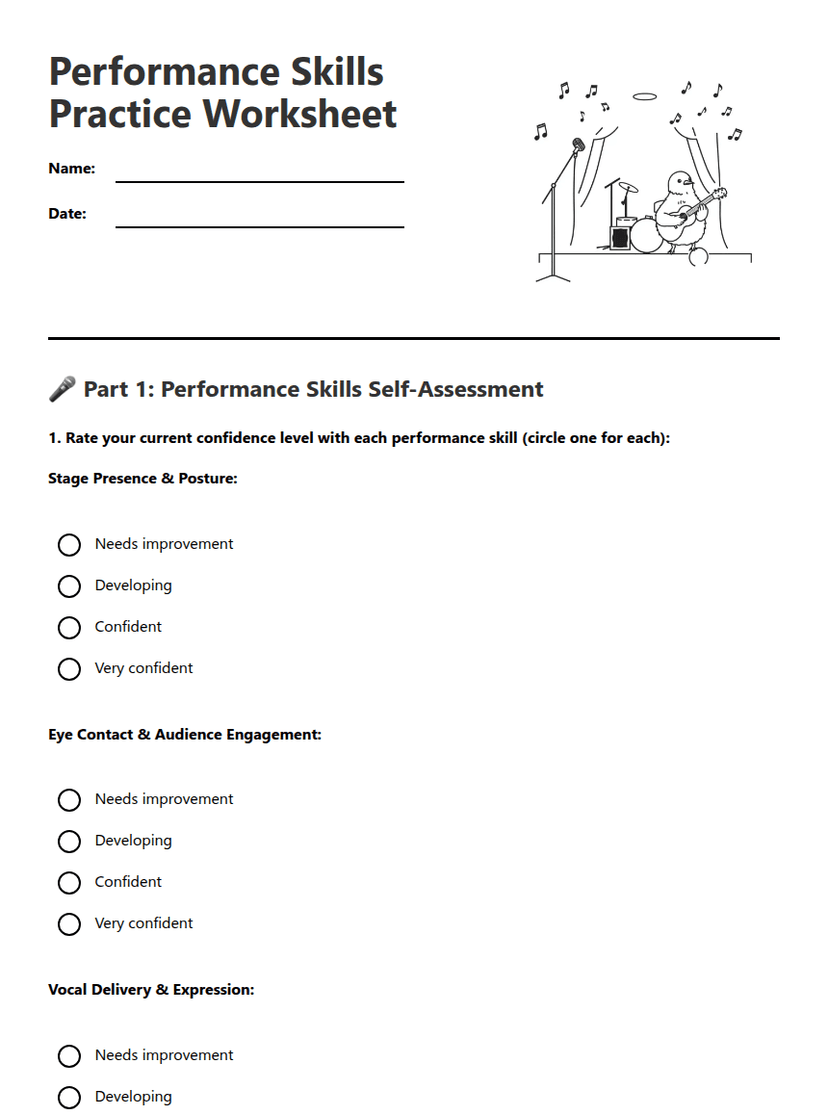 Performance Skills Practice Worksheet