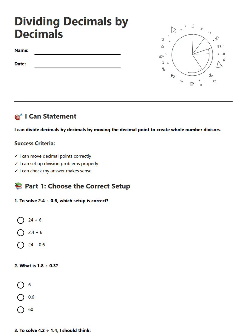 Dividing Decimals by Decimals