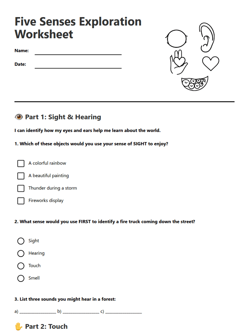 Five Senses Exploration Worksheet