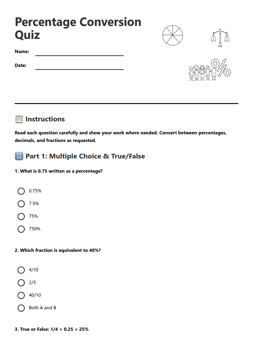 Percentage Conversion Quiz