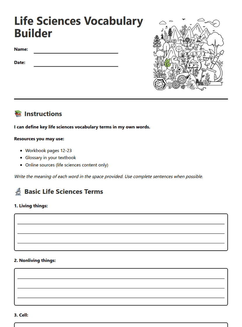 Life Sciences Vocabulary Builder