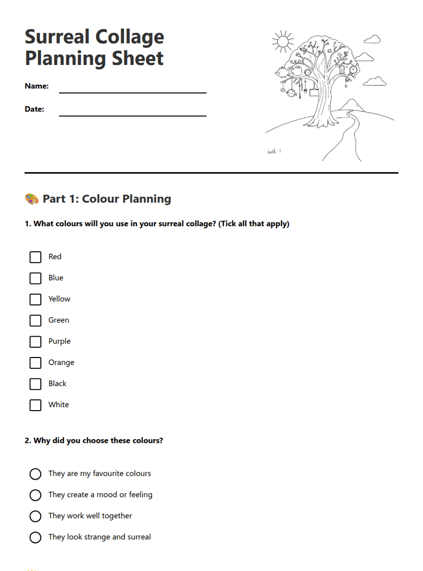 Surreal Collage Planning Sheet