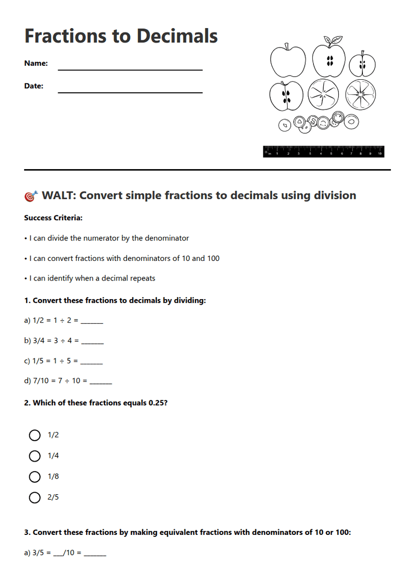 Fractions to Decimals
