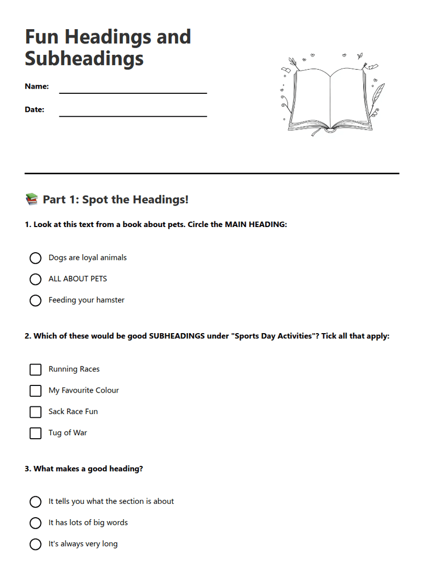 Fun Headings and Subheadings