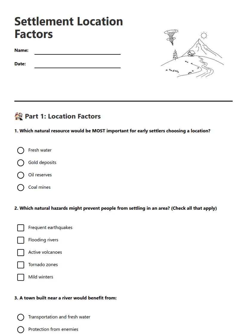 Settlement Location Factors