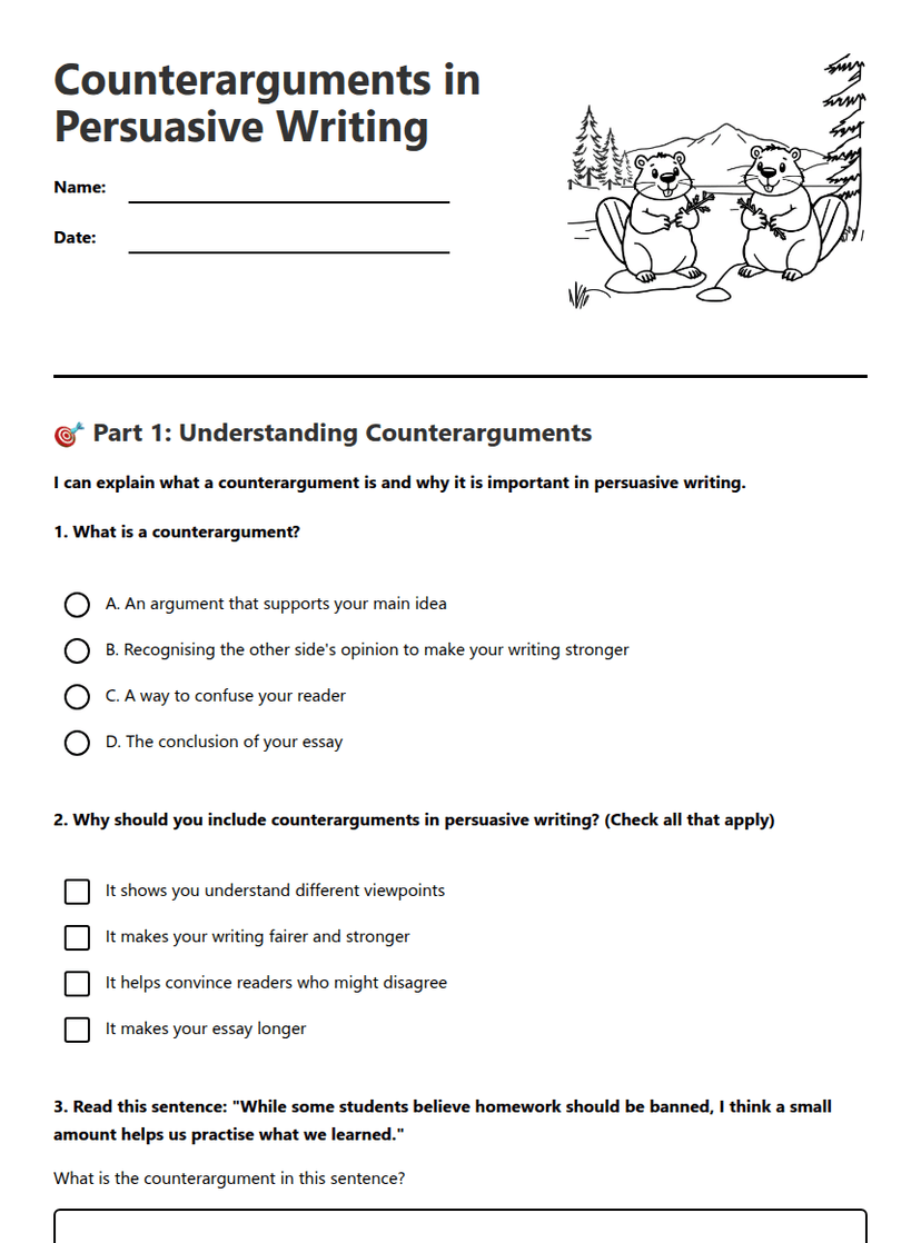 Counterarguments in Persuasive Writing