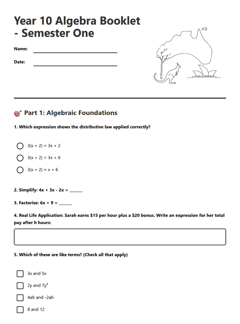 Year 10 Algebra Booklets