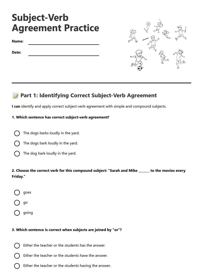 Subject-Verb Agreement Practice