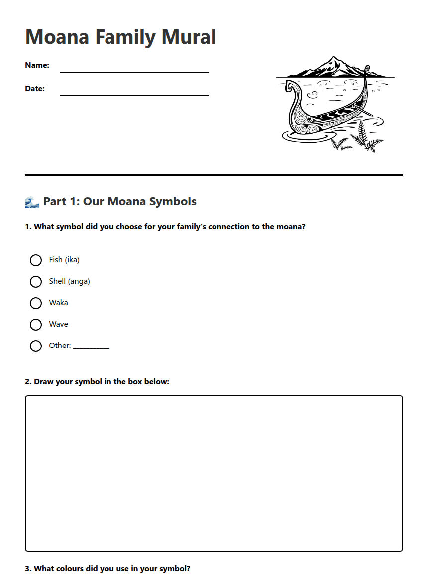 Moana Family Mural worksheet preview