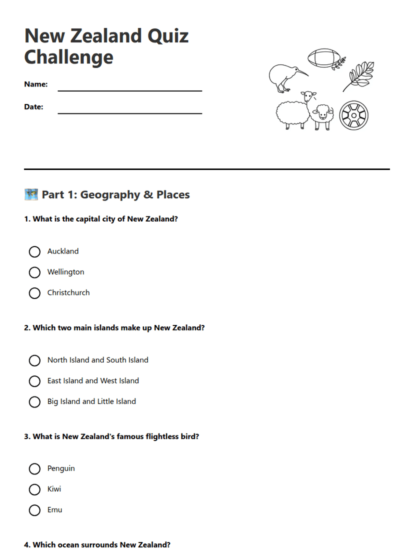 New Zealand Quiz Challenge