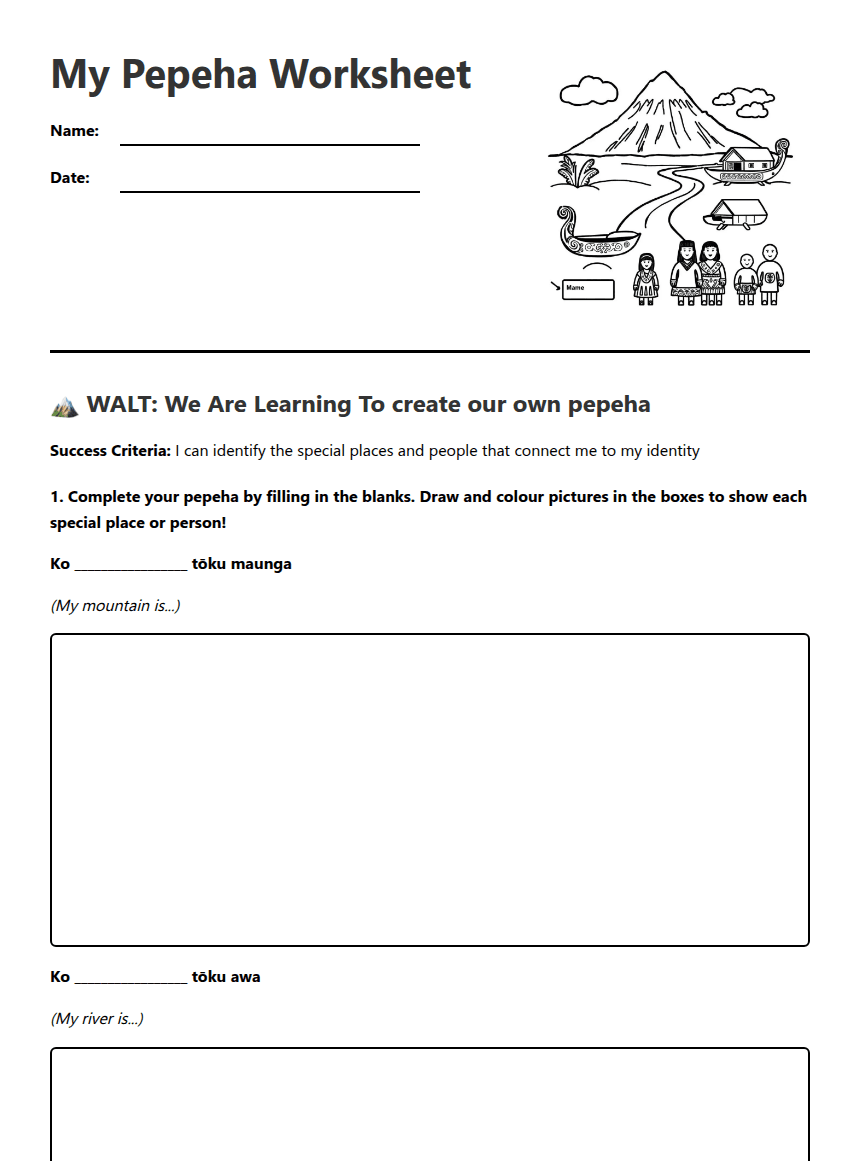 My Pepeha Worksheet worksheet preview
