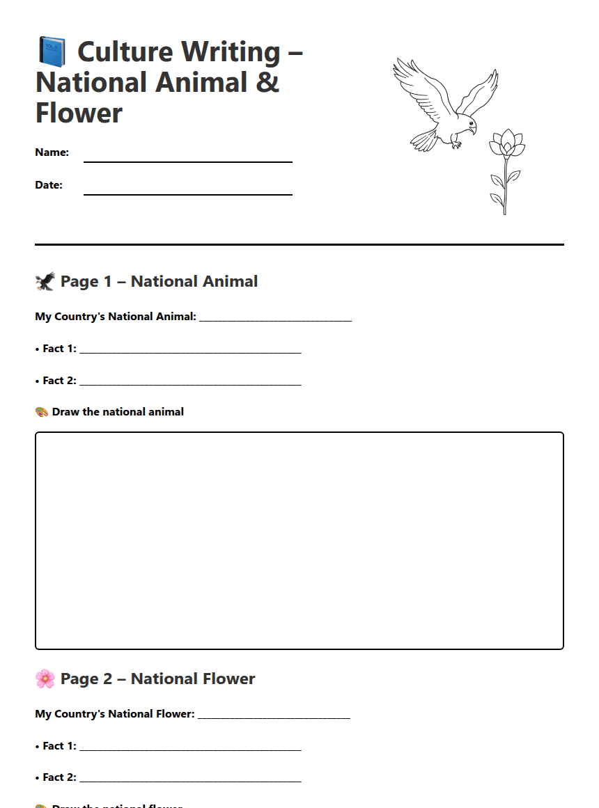 National Symbols Worksheet worksheet preview