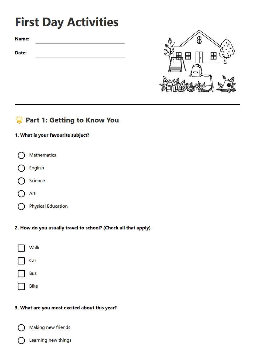 First Day Activities