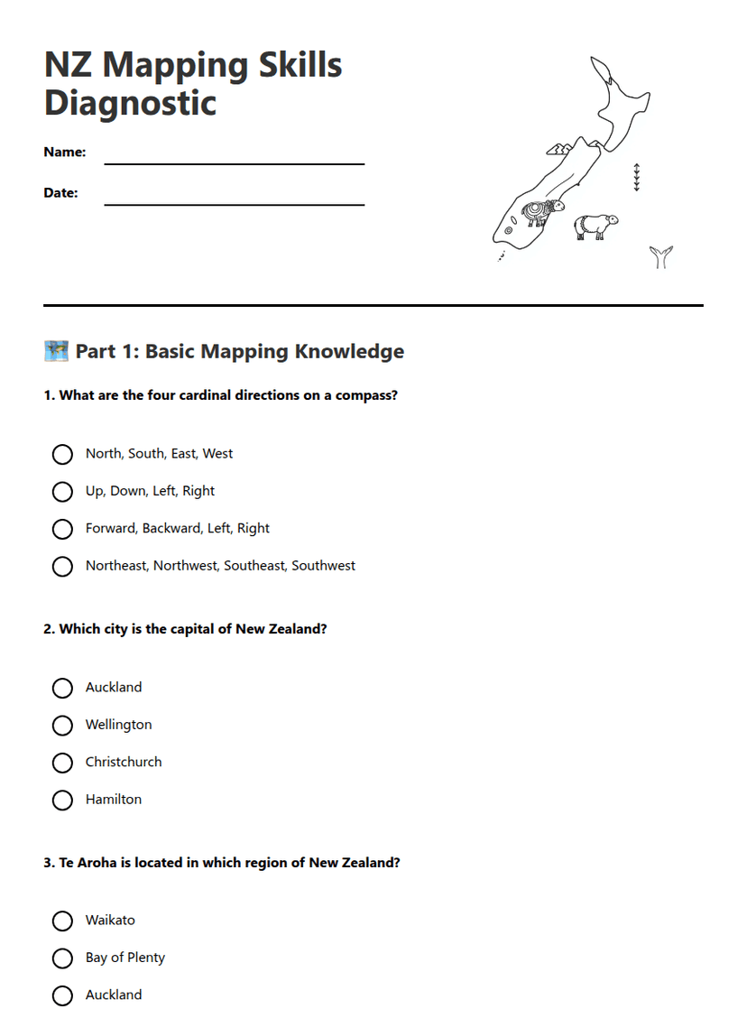 NZ Mapping Skills Diagnostic