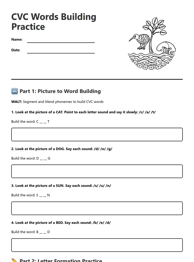 CVC Words Building Practice