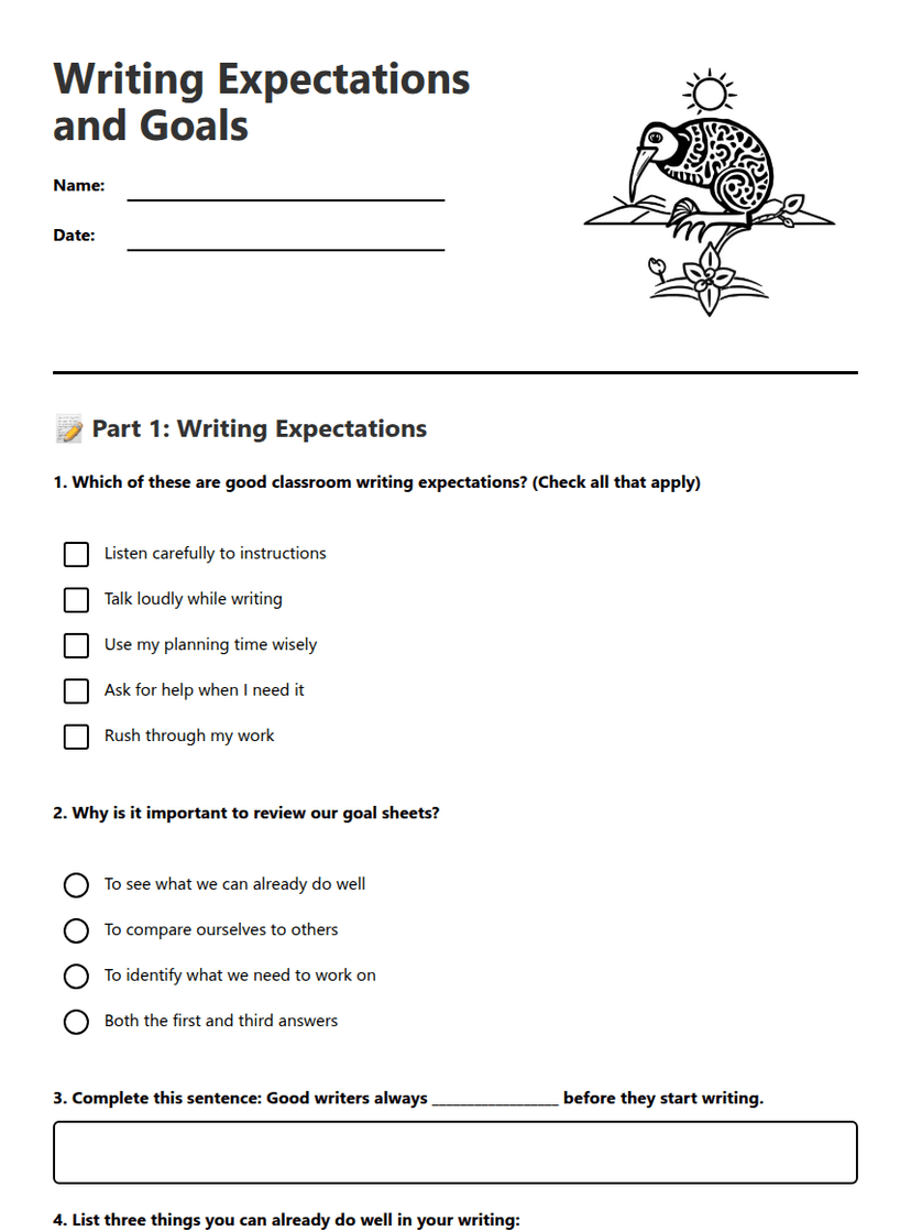 Writing Expectations and Goals