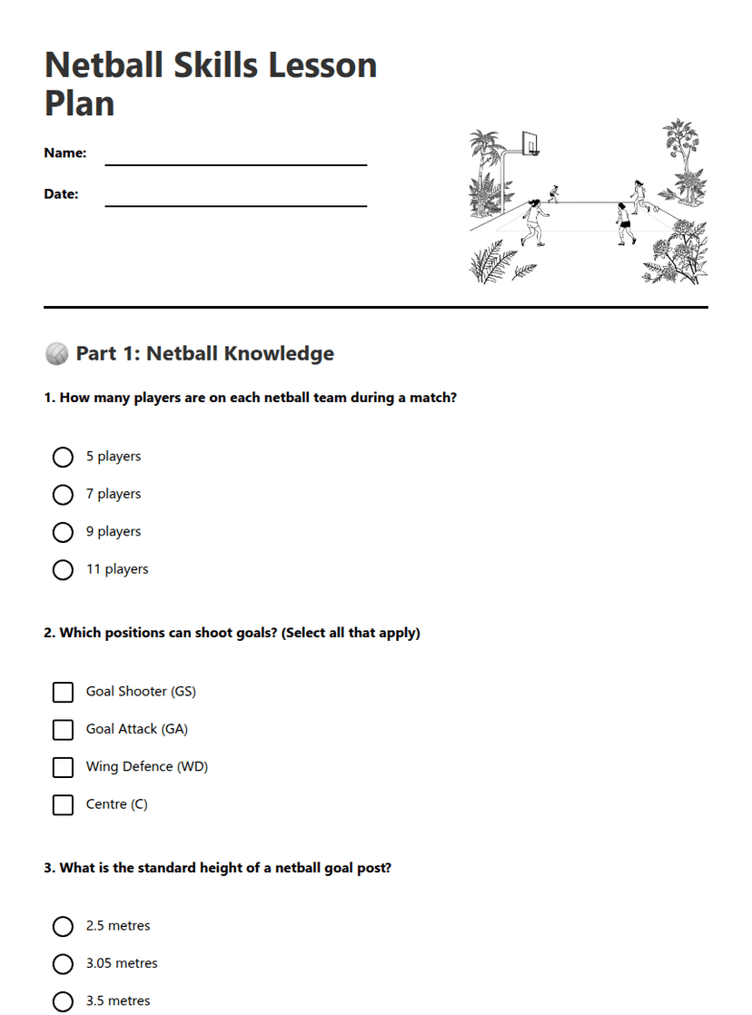 Netball Skills Lesson Plan