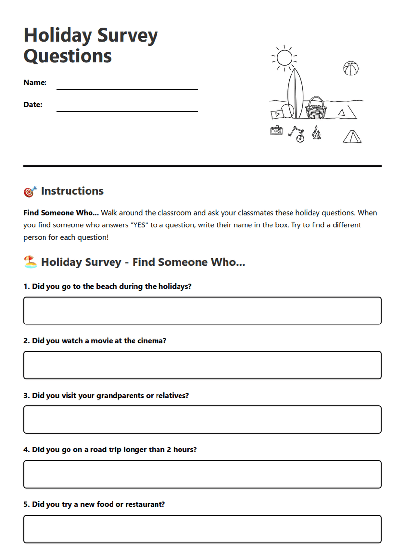 Holiday Survey Questions