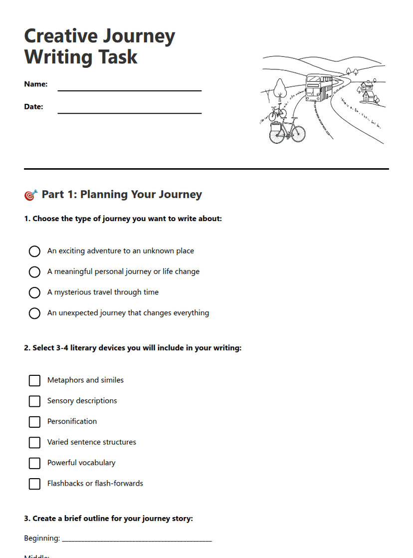 Creative Journey Writing Task