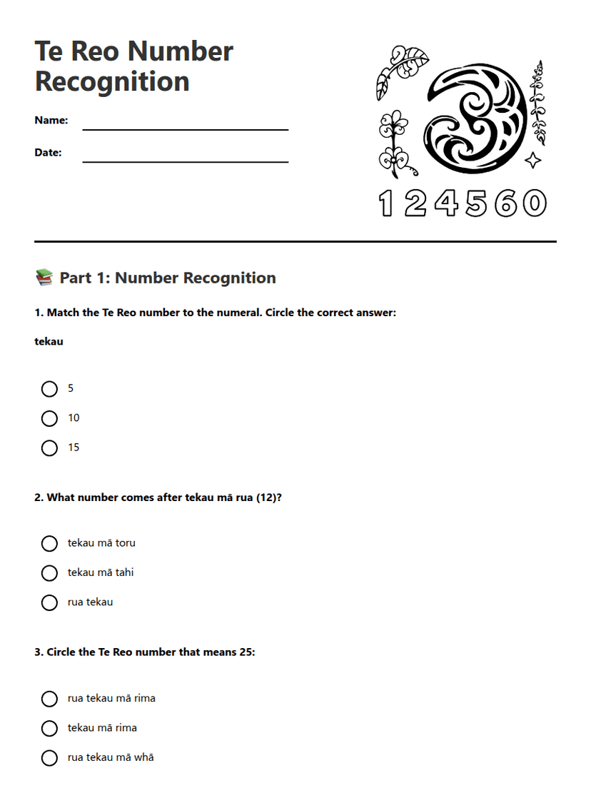 Te Reo Number Recognition