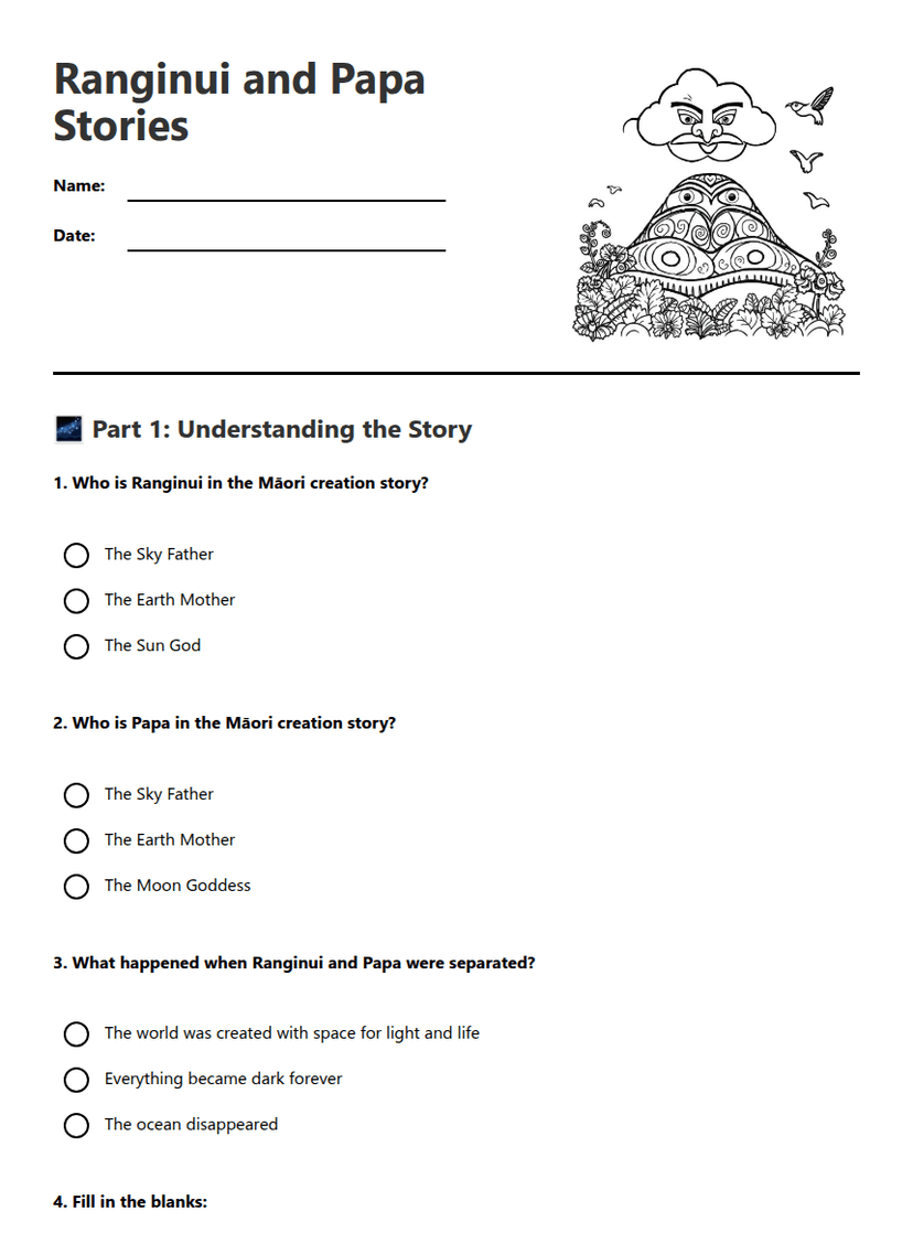 Ranginui and Papa Stories