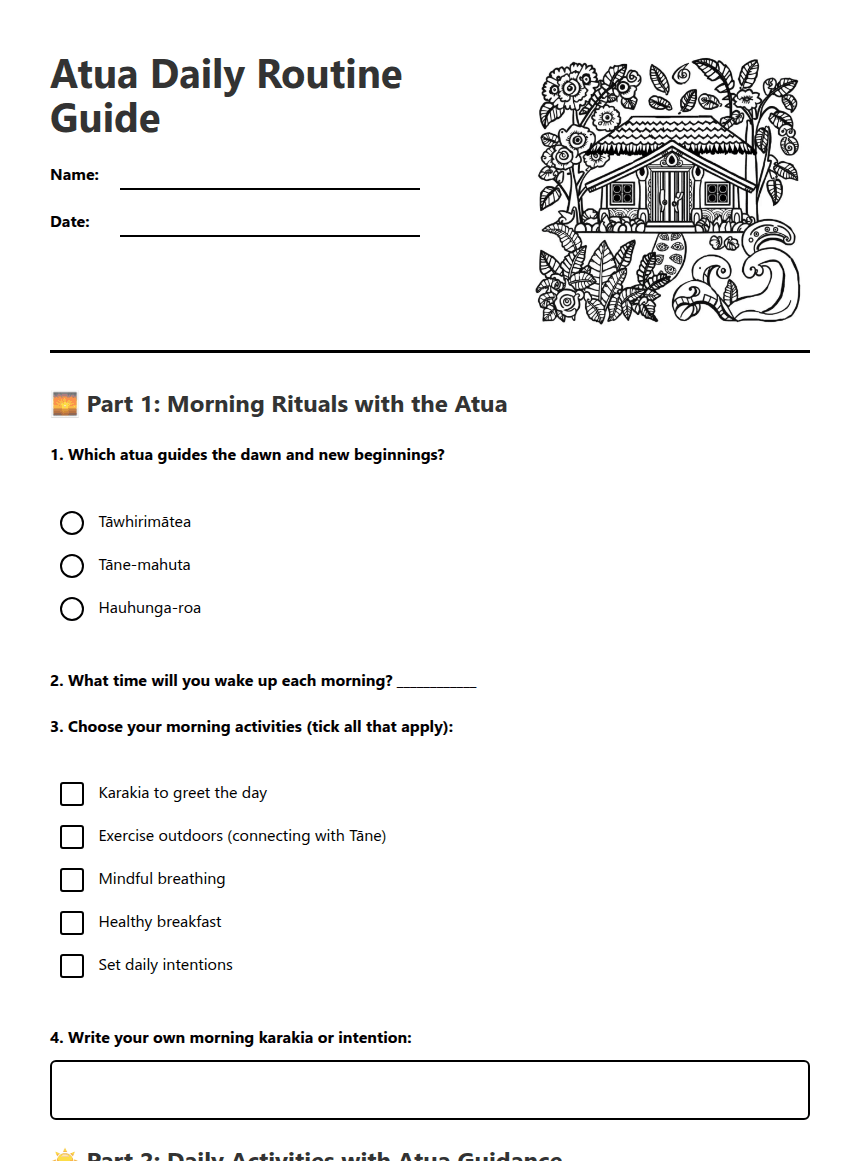 Atua Daily Routine Guide worksheet preview