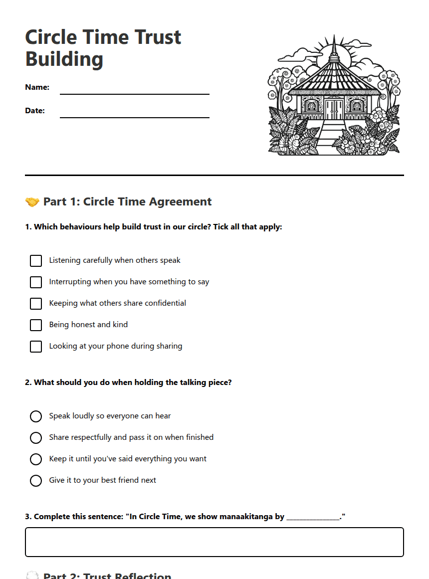 Circle Time Trust Building worksheet preview