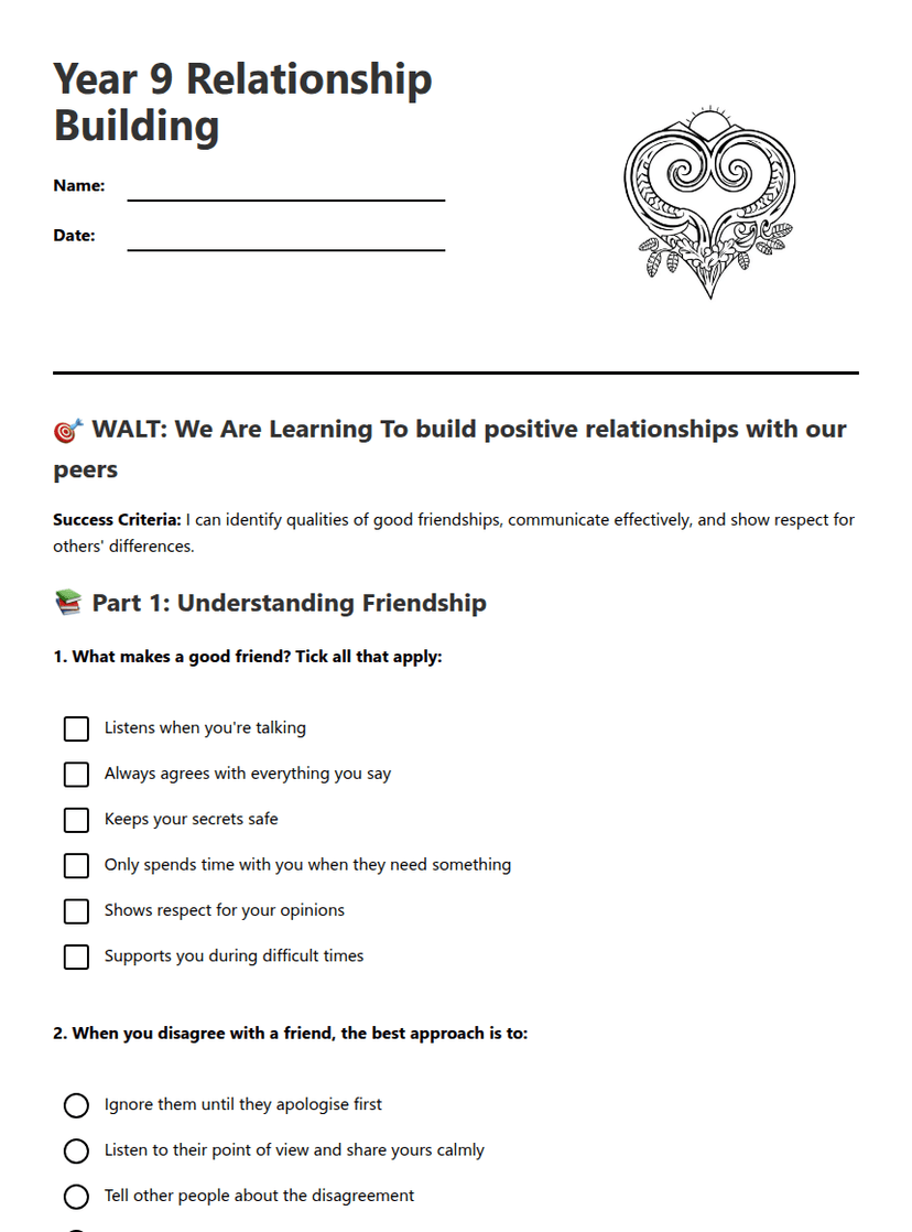 Year 9 Relationship Building