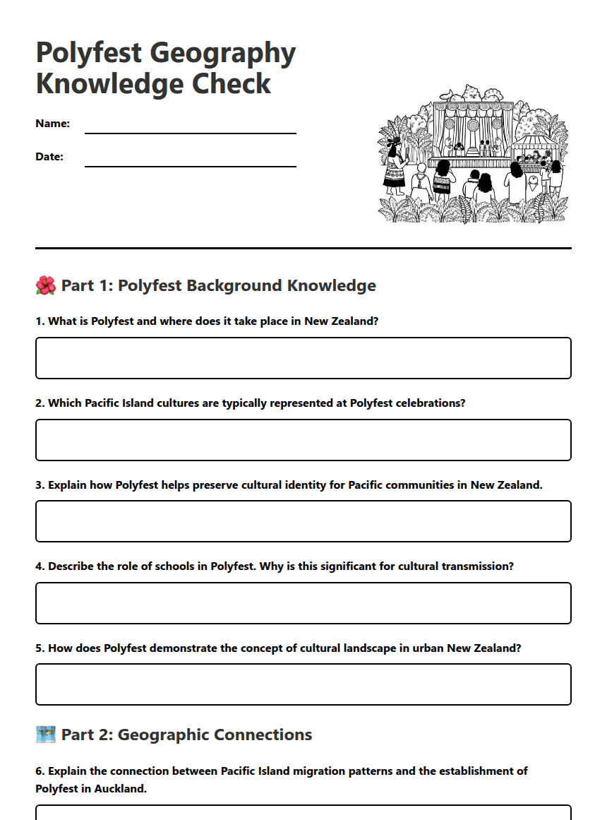 Polyfest Geography Knowledge Check worksheet preview