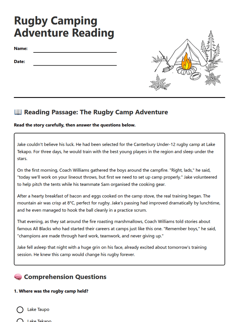 Rugby Camping Adventure Reading