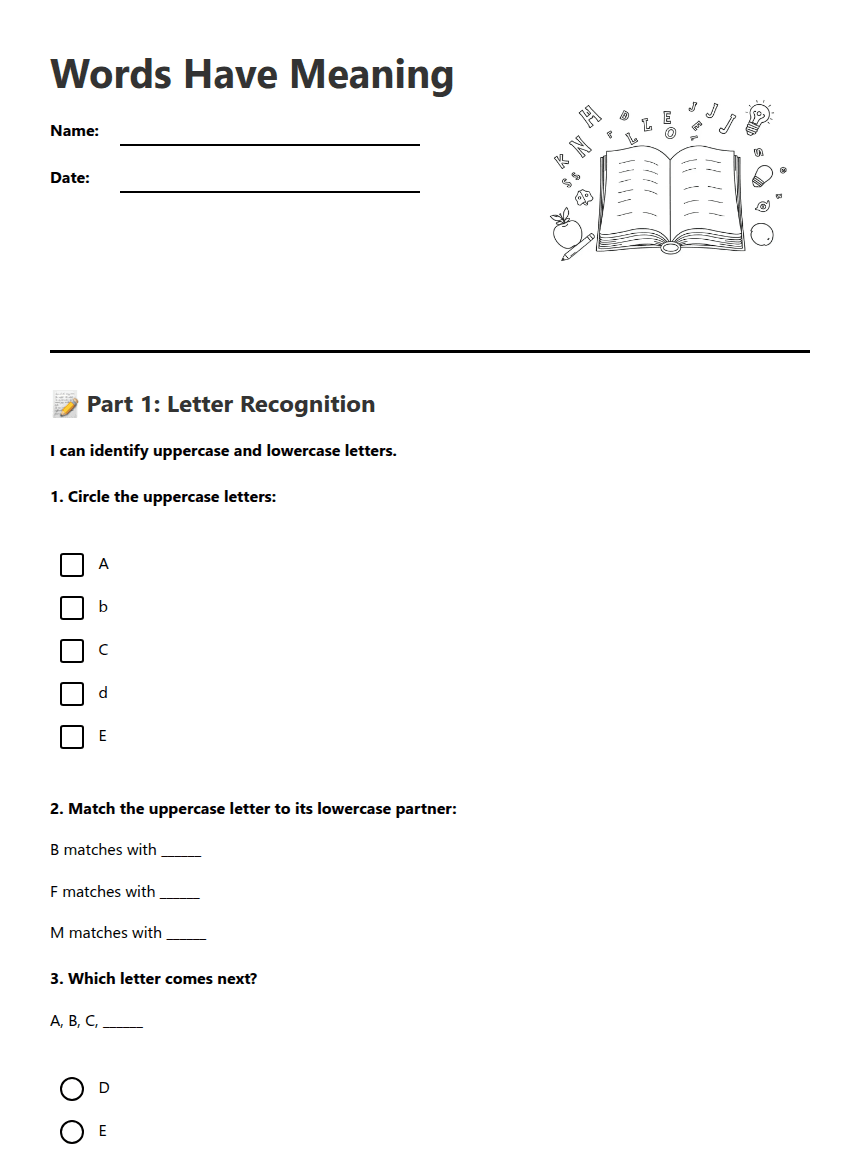 Words Have Meaning worksheet preview