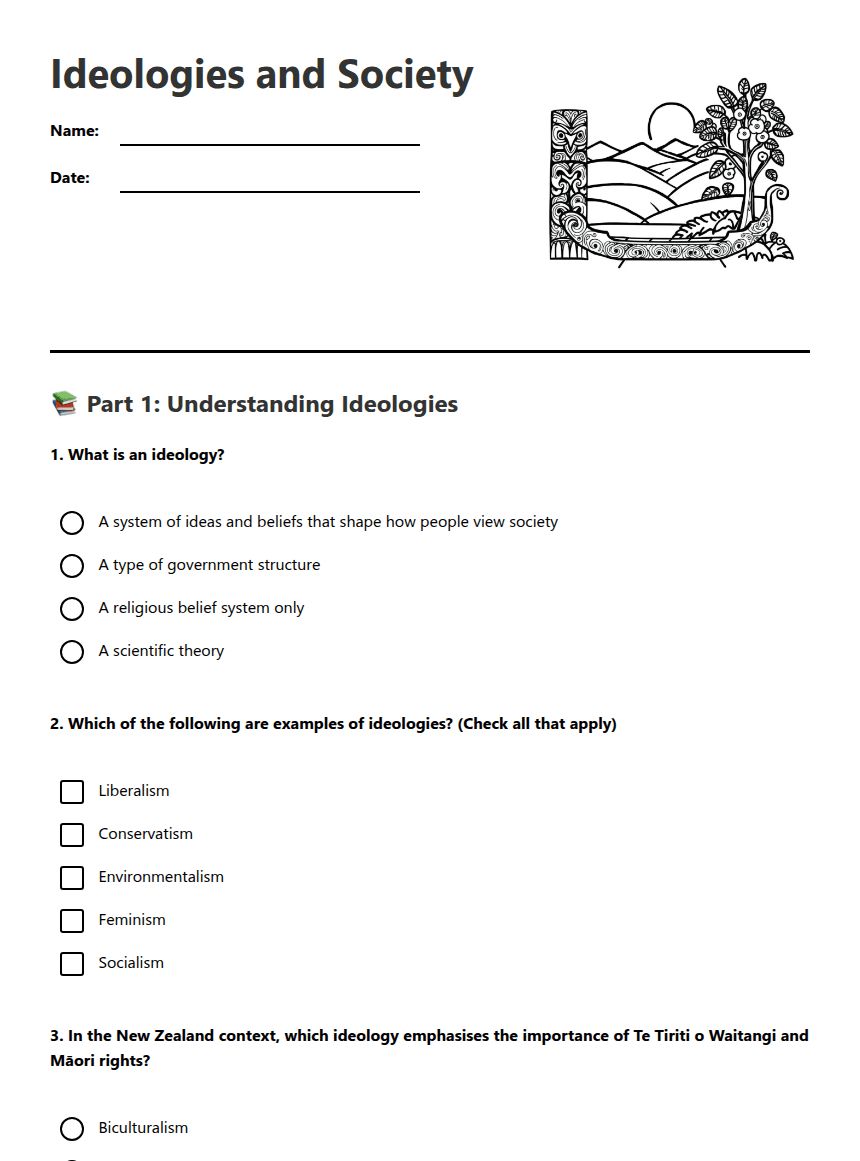 Ideologies and Society worksheet preview