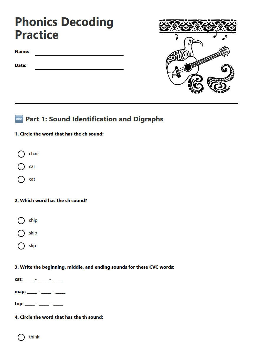 Phonics Decoding Practice worksheet preview
