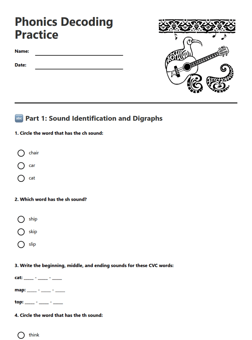 Phonics Decoding Practice