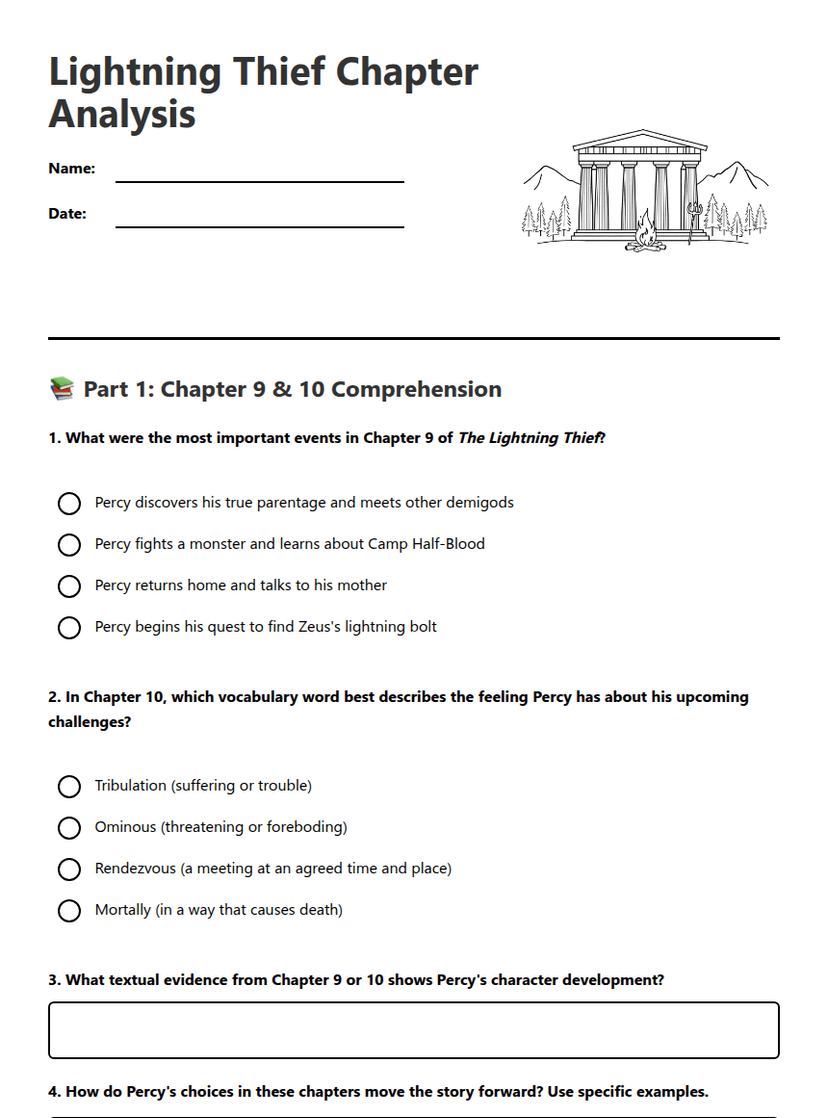 Lightning Thief Chapter Analysis