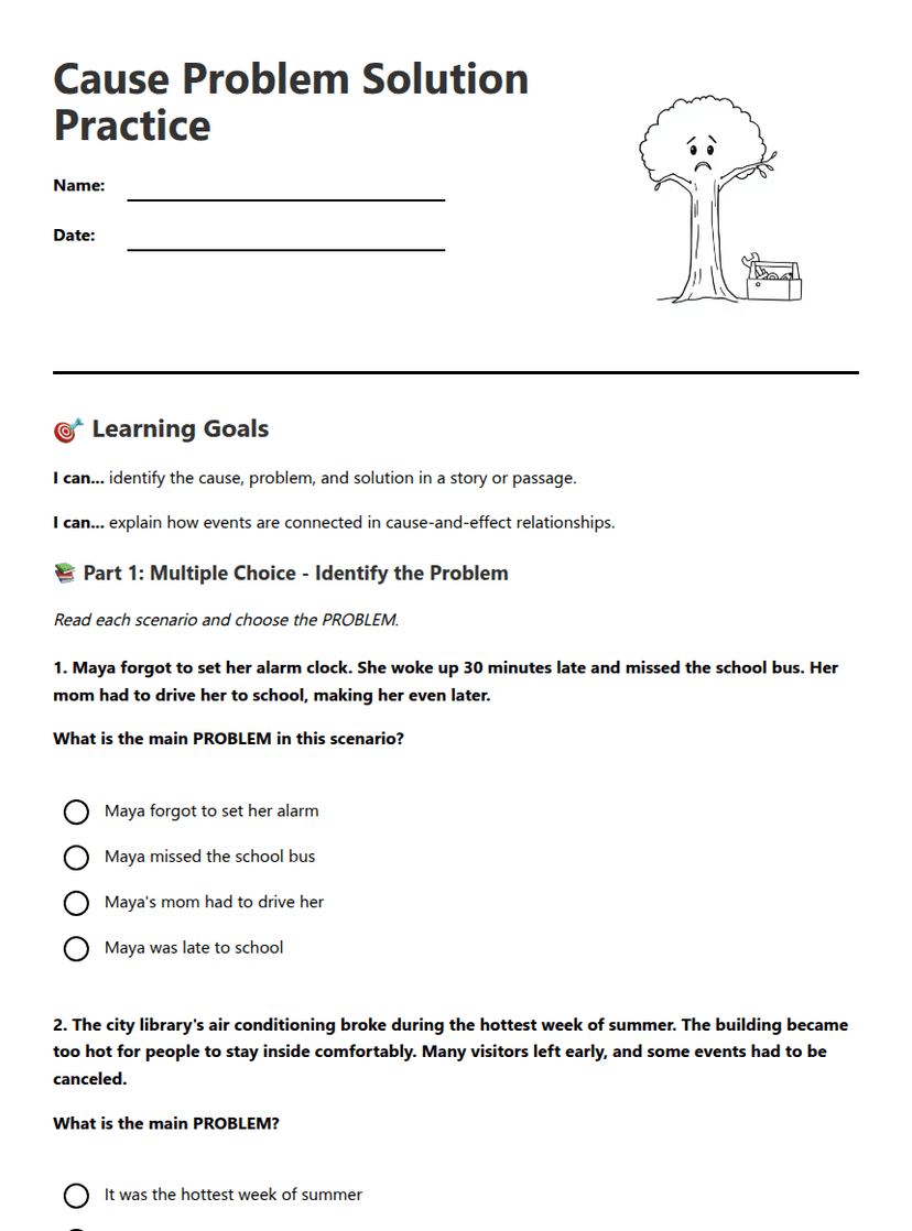 Cause Problem Solution Practice