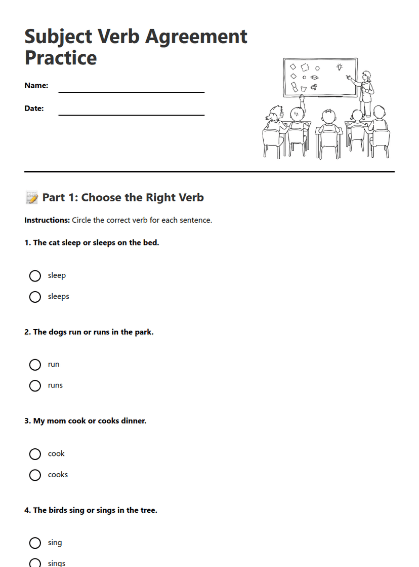Subject Verb Agreement Practice