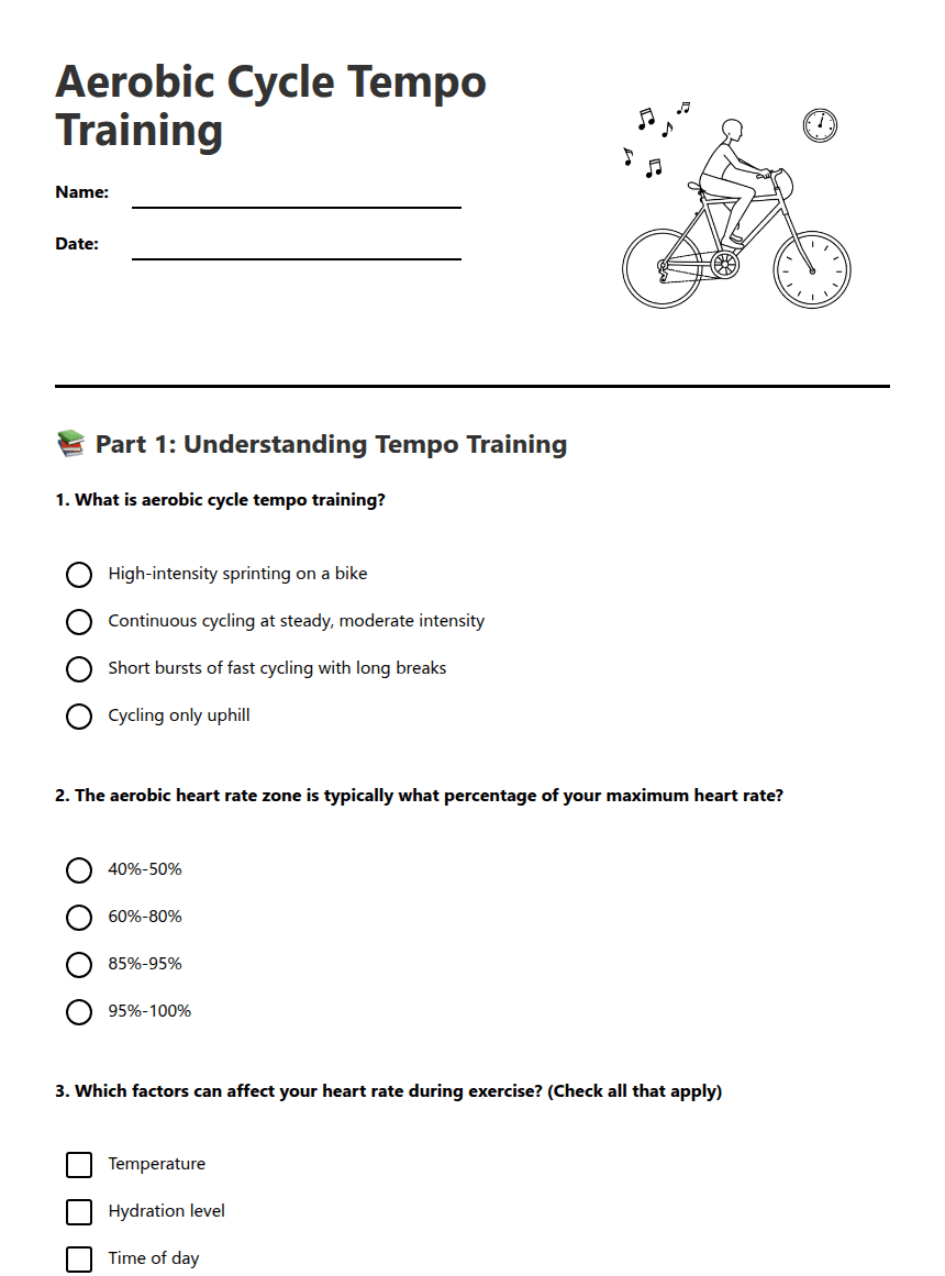 Aerobic Cycle Tempo Training worksheet preview