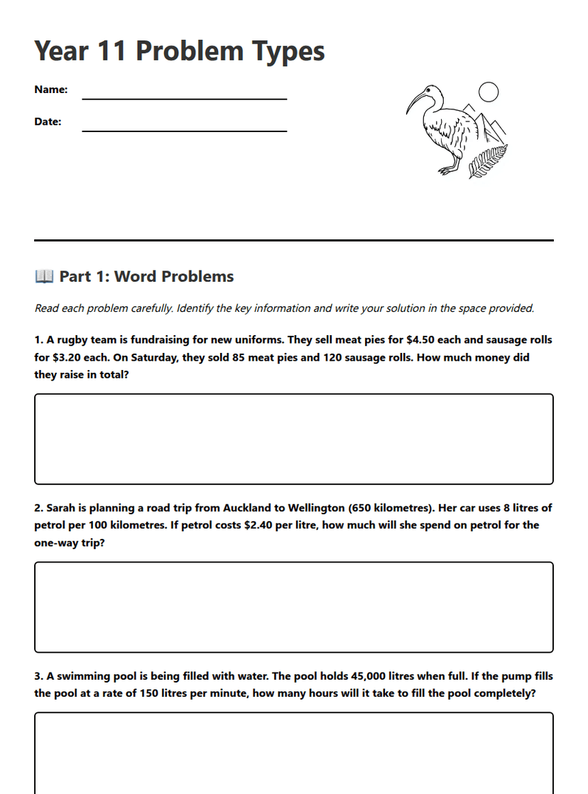Year 11 Problem Types