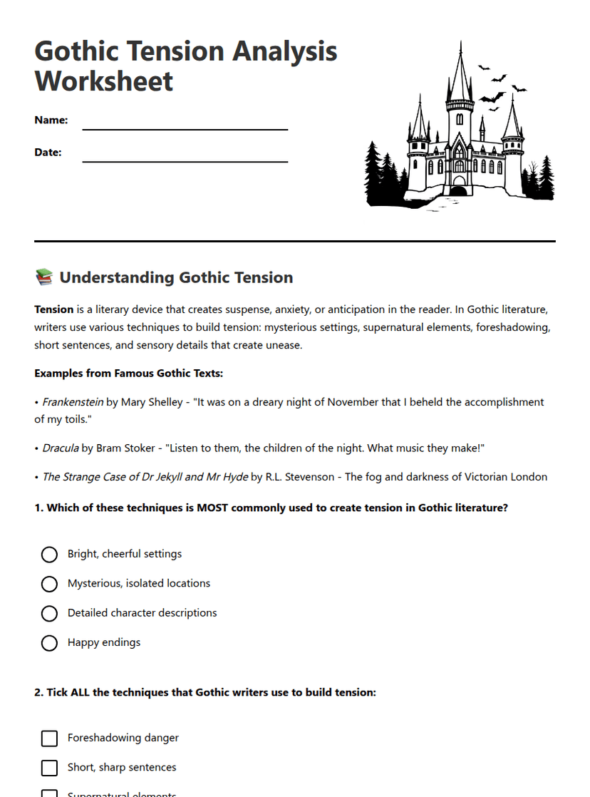 Gothic Tension Analysis Worksheet