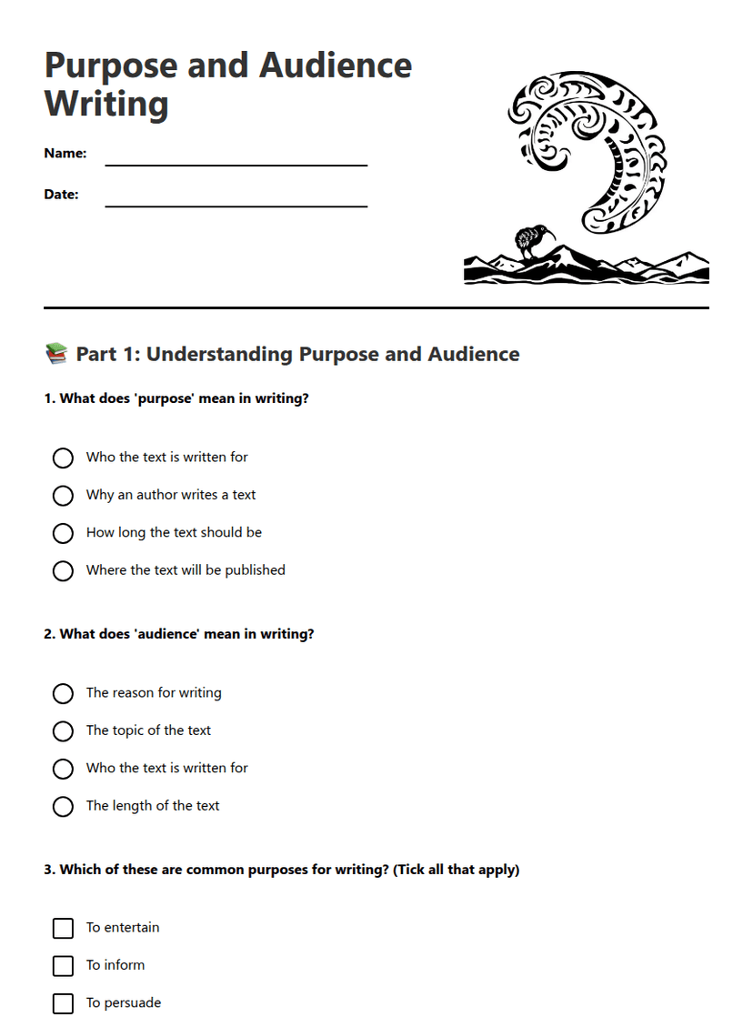 Purpose and Audience Writing