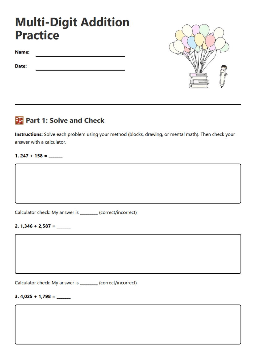 Multi-Digit Addition Practice