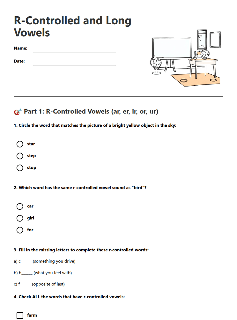 R-Controlled and Long Vowels