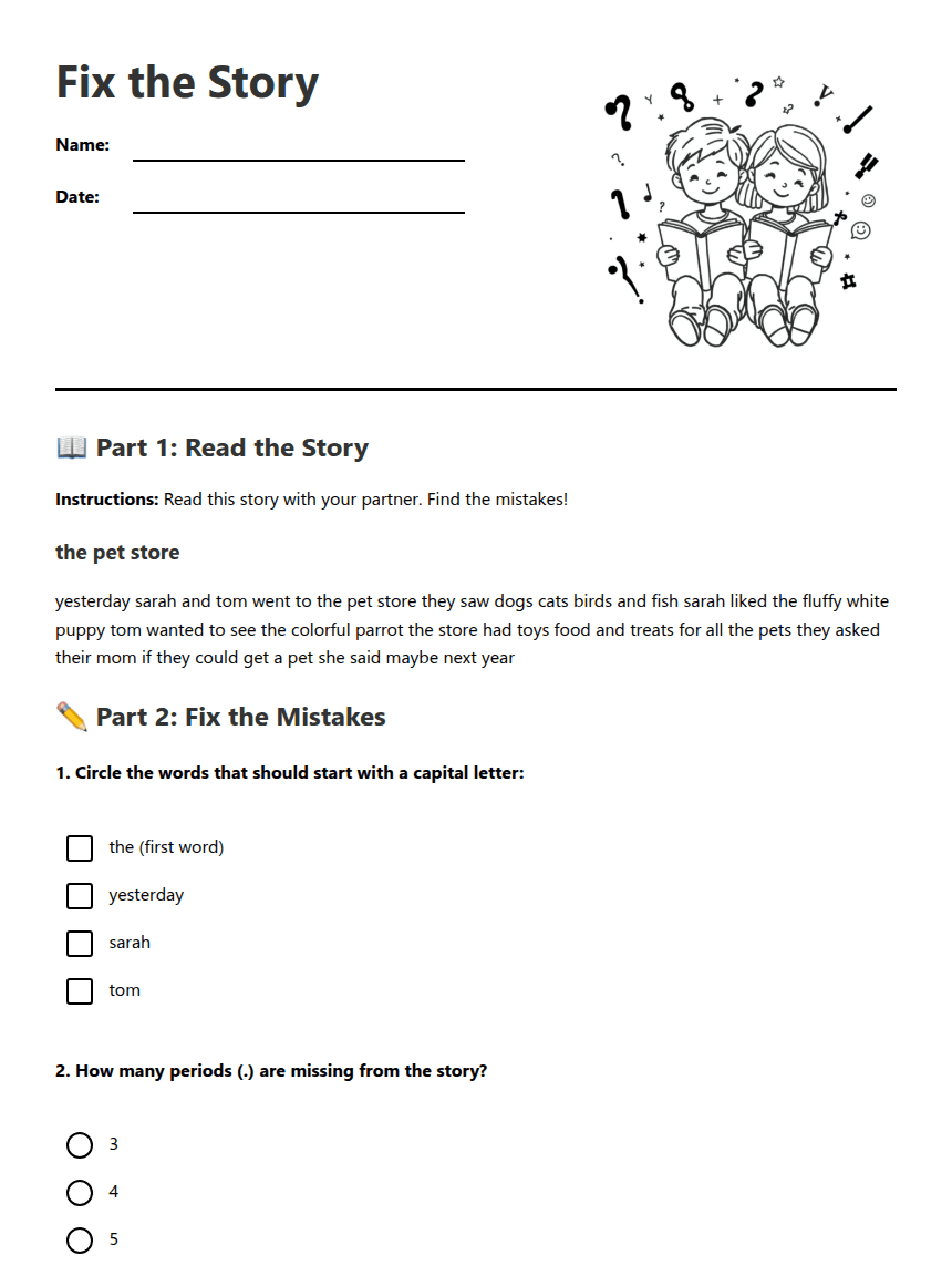 Fix the Story worksheet preview